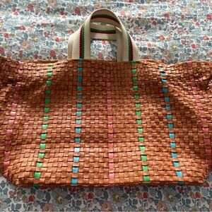 Clare V Bateau Bag in Natural Woven Leather